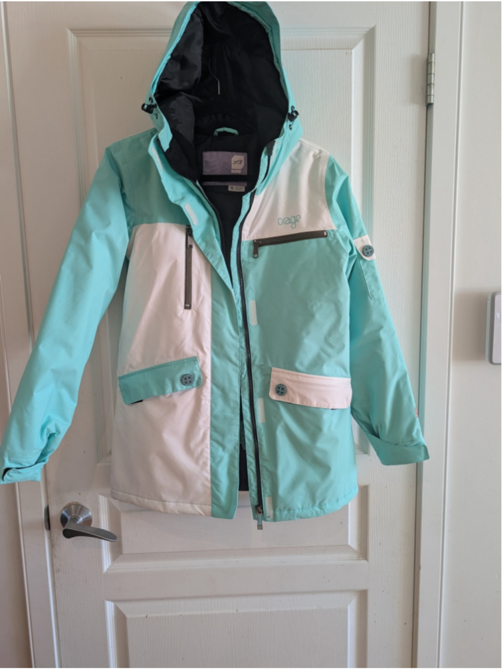 Women's Orage Ski Snow Jacket Size S Teal and White